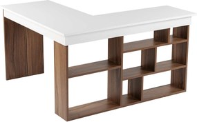 Γραφείο Γωνιακό Καρυδί / Λευκό VESPER 130x120x72