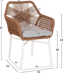 ΠΟΛΥΘΡΟΝΑ TOPIN HM6048.11 ΑΛΟΥΜΙΝΙΟ ΛΕΥΚΟ-P.E. RATTAN ΜΠΕΖ 59x63x81Υεκ