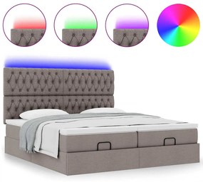 vidaXL Οθωμανικό κρεβάτι με στρώματα & LEDs Taupe 180x200cm ύφασμα