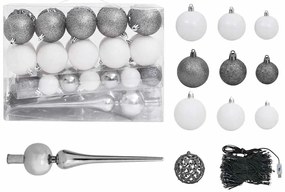 vidaXL Χριστ. Δέντρο Προφωτισμένο Τεχνητό Μπάλες Λευκό 90 εκ