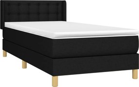 vidaXL Κρεβάτι Boxspring με Στρώμα Μαύρο 90x200 εκ. Υφασμάτινο