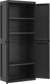 vidaXL Ντουλάπι Αποθ. Εξ. Χώρου Μαύρο 65x37x165εκ. Πολυπροπυλένιο