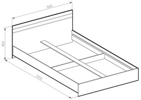 Κρεβάτι Υπέρδιπλο Ξύλινο RILEY Wenge 160x200