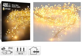 Deco 480 Φωτάκια MicroLED - 4.8 Μέτρα + 5 Μέτρα σύνδεσης , Πυκνή Διάταξη, Ασημί συρμάτινο καλώδιο - Θερμό λευκό