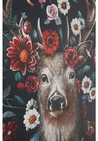 Πίνακας Deer in Flower Μαύρος/Πολύχρωμος 90x3.7x140 εκ.