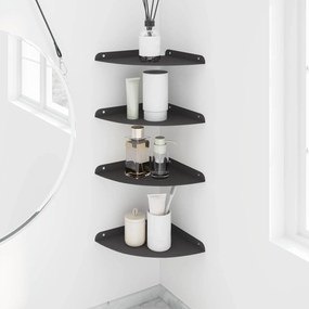 vidaXL Floating Ράφι Γωνίας 4 τμχ. Μαύρο 24 x 24 x 2 εκ
