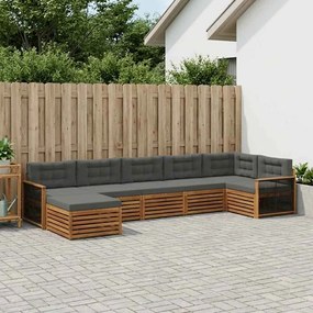 vidaXL Σειρά Καναπέ Εξωτερικού με μαξιλάρι 7 pcs Φυσικό και Ανθρακί