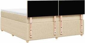 vidaXL Κρεβάτι Boxspring με Στρώμα Κρεμ 180x200 εκ. Υφασμάτινο