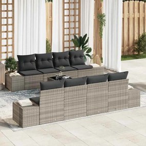 vidaXL Σετ Καναπέ Κήπου με μαξιλάρι 7 pcs Ανοιχτό γκρι 55 x 55 x 37 εκ