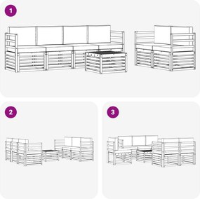 vidaXL Σειρά Καναπέ Εξωτερικού 7 pcs Λευκό και Μπεζ Πολυεστέρας