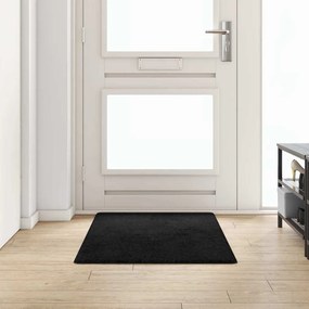 vidaXL Δερμάτινο Χαλί Μαύρο 80 x 150 cm 100% Πολυπροπυλένιο Τούφτα