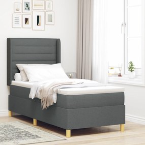 vidaXL Κρεβάτι Box Spring με Στρώμα & LED Σκούρο Γκρι 80x200 εκ Υφασμάτινο