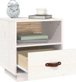 vidaXL Κομοδίνο Λευκό 40 x 34 x 45 εκ. από Μασίφ Ξύλο Πεύκου