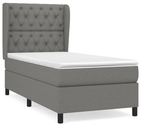 vidaXL Κρεβάτι Boxspring με Στρώμα Σκούρο Γκρι 80x200 εκ. Υφασμάτινο