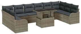 vidaXL Σετ Καναπέ Κήπου με μαξιλάρι 11 pcs Γκρι Πολυ ράταν