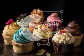 Intra Συλλεκτικό Ξύλινο Παζλ Plywood  4mm - Πολύχρωμα Cupcakes με περίπλοκα σχέδια και διακοσμητικά Σε Ξύλινο Κουτί - Διαστάσεις: 10x10 cm – 25 κομμάτια