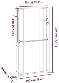 Πόρτα Περίφραξης Κήπου 100 x 200 εκ. από Ανοξείδωτο Ατσάλι - Ασήμι