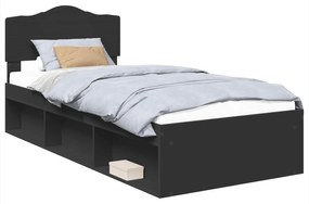 vidaXL Σκελετός Κρεβατιού Μαύρο 90 x 200 cm Στερεά ξυλεία πεύκου
