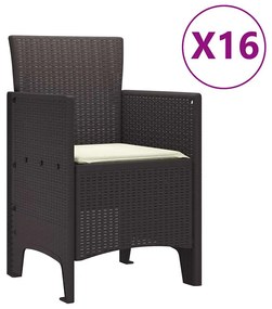 vidaXL Σέτ φαγητού για κήπο 17 pcs Καφέ Rattan Polt