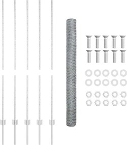 vidaXL Εξωτερική εξάγωνη περίφραξη με στήλη 10 x 1,4 μ Ασημί Δίχτυ