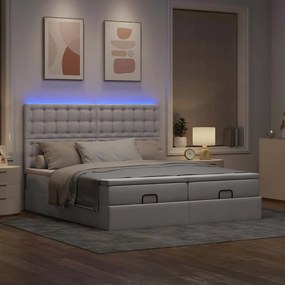 vidaXL Οθωμανικό κρεβάτι με στρώματα & LEDs Taupe 200x200cm ύφασμα