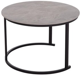 Τραπεζάκια σαλονιού TALOS Σετ 2 τμχ. Κεραμικό TOP με Όψη Γκρί Μαρμάρου Φ70 + Φ50εκ. 70x70x45.5 εκ.