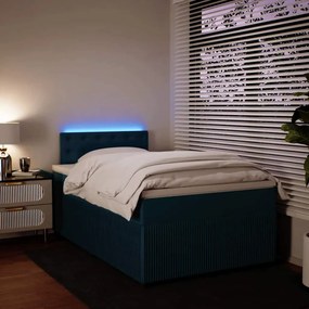 vidaXL Κρεβάτι Boxspring με Στρώμα Μπλε 120x190 εκ. Βελούδινο