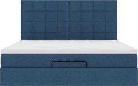 vidaXL Οθωμανικό κρεβάτι με στρώμα μπλε 160x200cm ύφασμα