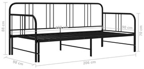 ΠΛΑΙΣΙΟ ΓΙΑ ΚΑΝΑΠΕ - ΚΡΕΒΑΤΙ ΜΑΥΡΟ 90 X 200 ΕΚ. ΜΕΤΑΛΛΙΚΟ 324752