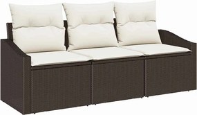 vidaXL Σετ Καναπέ με μαξιλάρι 3 pcs Καφέ συνθετικό ρατάν
