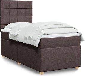vidaXL Κρεβάτι Boxspring με Στρώμα Σκούρο Καφέ 90x190 εκ. Υφασμάτινο