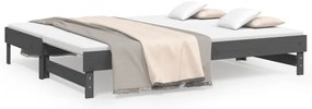 vidaXL Καναπές Κρεβάτι Συρόμενος Γκρι 2x(90x200) εκ. Μασίφ Ξύλο Πεύκου