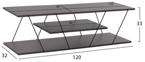 Έπιπλο Τηλεόρασης Tars Μελαμίνη Γκρι 120x32x33Yεκ.