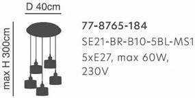 Φωτιστικό Οροφής SE21-BL-B10-5BL-MS1 ADEPT PENDANT Black Metal Shade Pendant+ - Μέταλλο - 77-8765