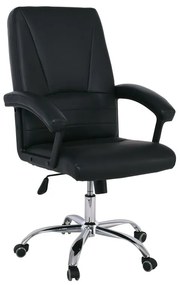 BF6350 Πολυθρόνα Διευθυντή Μέταλλο Χρώμιο, PU Μαύρο  67x69x108/116cm [-Μαύρο-] [-PU - PVC-] ΕΟ255