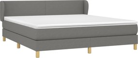 vidaXL Κρεβάτι Boxspring με Στρώμα Σκούρο Γκρι 180x200 εκ Υφασμάτιν