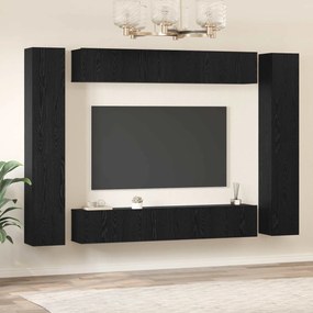 vidaXL Σετ επίπλου τηλεόρασης 10 pcs Μαύρη Οξυά Επεξεργασμένο ξύλο