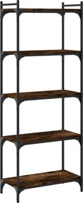 vidaXL Βιβλιοθήκη 5 Επιπέδων Καπνιστή Δρυς 60x30x154 εκ. Επεξεργ. Ξύλο