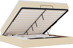 vidaXL Οθωμανικό κρεβάτι με στρώμα Cream 180x200cm ύφασμα