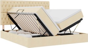 vidaXL Κρεβάτι Αποθήκης με στρώμα Κρέμ 180 x 200 cm Τεχνητό Δέρμα
