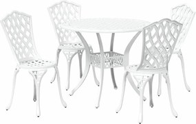 vidaXL Σέτ φαγητού για κήπο 5 pcs Λευκό Αλουμίνιο