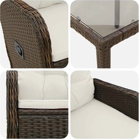 vidaXL Σετ Εξωτερικής Τραπέζης 7 pcs Καφέ και Κρέμα Λευκό