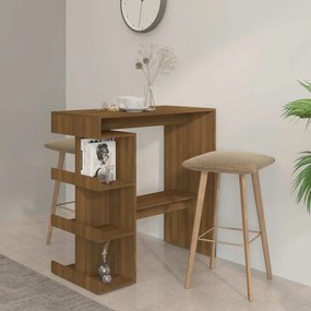 vidaXL Τραπέζι Μπαρ με Ράφια Καφέ Δρυς 100x50x101,5εκ από Επεξ. Ξύλο