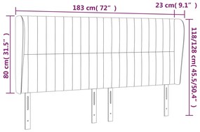 Κεφαλάρι με Πτερύγια Ανοιχτό Γκρι 183x23x118/128 εκ. Υφασμάτινο 3118208