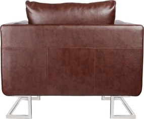 vidaXL Πολυθρόνα Cube Καφέ από Συνθετικό Δέρμα με Πόδια Χρωμίου
