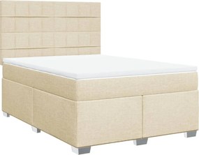 vidaXL Κρεβάτι Boxspring με Στρώμα Κρεμ 160x200 εκ. Υφασμάτινο