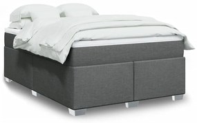 vidaXL Κρεβάτι Boxspring με Στρώμα Σκούρο Γκρι 140x190 εκ. Υφασμάτινο