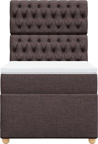 vidaXL Κρεβάτι Boxspring με Στρώμα Σκούρο Καφέ 100x200 εκ. Υφασμάτινο