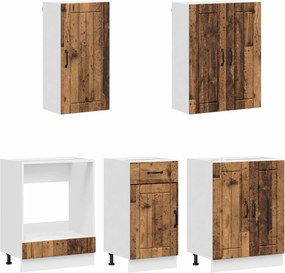 vidaXL Μονάδα κουζίνας LUCCA 5 pcs Παλαιωμένο ξύλο Επεξεργασμένο Ξύλο
