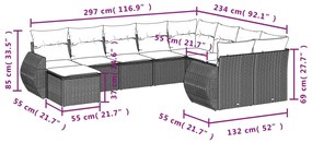 vidaXL Σετ Καναπέ Κήπου 10 τεμ. Μπεζ Συνθετικό Ρατάν με Μαξιλάρια